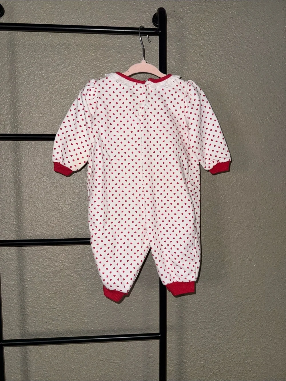 Vintage buster brown Baby Girls White and Red Heart One-Piece Romper